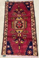 Vintage Hand Made Traditional Rug Oriental Wool Multicolor Carpet 89x51 cm