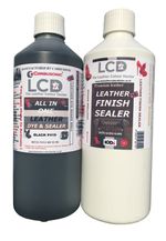 Black Leather dye colourant paint & Matt Sealer for re-colour of leather finish.