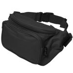 Mil-Tec 3 pocket Black Canvas 100% Polyester Waist Bag  - Zip Closure Adjustable