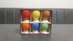 Set of Six Vintage Mid Century Ceramic Egg Cups Bright Colours Original Box Rare