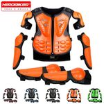 Kids Motorcycle Motocross Bike Chest Back Body Armour Protector Vest Kneepad Set