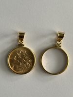 14k Rolled Gold Sovereign Pendant Bezel Mount for Royal Mint Full Sovereign.