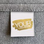 White and gold logo shiny custom sewing labels | Fabric clothing sew in folded
