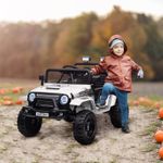 12V Kids Ride On Car, Battery Powered Electric Truck w/ Remote, White