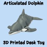The Articulated Dolphin - Flexible Fidget Toy - 3D Printed Desk Toy - White-Grey
