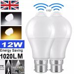 B22 LED Lamp PIR Motion Sensor Smart Bulb Globe Auto ON/OFF Energy Saving Light