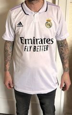 011 Real  Madrid FootBall Shirt Men’s Short Sleeve White Purple Stripe  large  