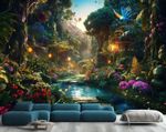Fantasy Forest Glowing Trees Wallpaper Mural Removeable Washable Peel & Stick