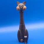 MCM Barware Wood Cheeky Cat Corkscrew plus Japan Miniature Cat AS IS FREE SHIP