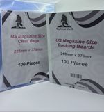 100 x U.S. Magazine Size Backing Boards & Bags Bundle ~ White- New/Sealed*****.