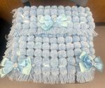 Blue Pom Pom Blanket