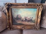 Vintage Stunning Vienna Porcelain Plaque In Gilt Frame 22 x 18 Inches