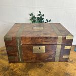 Writing Slope Antique Victorian Large Brass ,walnut secret compartment, Brontë