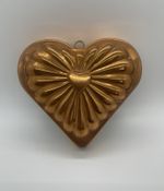 Vintage Copper Heart Shape Jelly Mold 