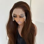 Glue Less Lace Front Wig Heat Resistant Synthetic Hair Brown Long Straight