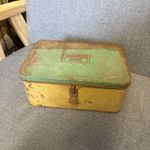 Vintage Rusty Old Box / Tin | Hinged Lunch Box | Made in England Prop