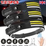 1/2/3 COB LED Headlamp USB Rechargeable Headlight Torch Work Light Bar Head Lamp