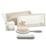 Baby Christening Gift Brush & Comb Set Silverplated Button Corner Keepsake