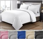 3 PCS DUVET COVER SET LUXURY HOTEL QUALITY COTTON SATIN STRIPE WHITE BEDDING SET