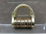 Antique French Solid Brass Combination 5 Barrel Padlock Working with Code 