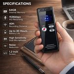 64GB Digital Voice Activated Recorder | 3072Kbps HD Audio 20H Continuous Record