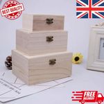 Wooden Square Hinged Storage Boxes Craft Gift Box