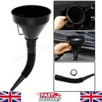 HEAVY DUTY FLEXIBLE FUNNEL WITH FILTER DETACHABLE BLACK PLASTIC SPOUT FUEL OIL