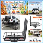 Hitch Mount Carrier with Folding Ramp Steel Black 500lb Capacity