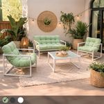 Neo 4 Piece Outdoor Patio Garden Furniture Set Cushions Metal Chairs Sofa Table