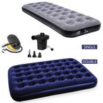 Double Single Flocked Camping Airbed Inflatable Mattress Blow Up Air Bed Pump