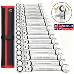 Ratchet Spanner Combination Flexible 180° 6-24mm Different Sizes Tool Wrench Set