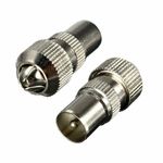 2 x MALE TV AERIAL COAX CONNECTORS SOCKET COAXIAL PLUG METAL CABLE NEW CONNECT