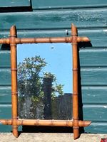 Original French Art Deco Faux Bamboo Hardwood Mirror