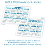 2027 & 2028 Calendar Planner Card. 2 Years Large Text Smooth White Card. 4 Sizes