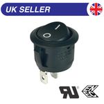 On-Off Round Rocker Switch 20mm, 10A 250Vac / 20A 12Vdc, 2 Position SPST