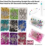 100 Sewing Pins Multicolor Head Pins Straight for Dressmaker Jewelery Decoration