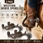 1 Pair Horse Engraved Boots Western Cowboy Spurs Horse Riding Vintage Style New