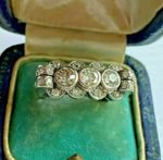Vintage Art Deco Trilogy Wedding Cocktail Ring 14K White Gold Over 2.9CT Diamond