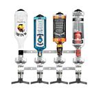 4 Bottle Wall Fixing Bracket + 4 Chrome 25ml Optic Spirit Measures Bar Pub