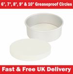 Greaseproof Circles - 6", 7", 8", 9" 10" Inch Round Grease Proof Bake Tin Liners