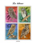 OWLS Birds of Prey Bird/Birds MNH 4v-Stamp Sheet #1216 (2021 Central Africa)