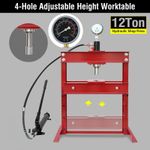 12 Ton Hydraulic Shop Press Heavy Duty Garage Hydraulic Press Adjustable Height