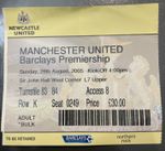 2005 Newcastle United V Manchester United Football Match Ticket Stub 