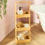 OHS Bamboo Bathroom Caddy 3 Tier Freestanding Shower Storage Organiser