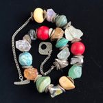 Artisan Handmade Multi-Stone Necklace - Amethyst Quartz Aventurine, Toggle Clasp