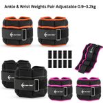 Ankle & Wrist Weights Pair Adjustable 0.9–3.2kg Neoprene Gym Fitness Walking Jog