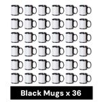 Black Sublimation Mugs with White Patch 36 Pieces