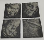 Set of 4 Horror Slate Coasters - Engraved - Gothic Halloween - Drinks Mats Gift
