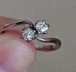 1940-1950s old cut diamonds toi et moi 18ct white gold platinum antique ring 