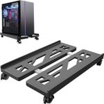 Adjustable Mobile CPU Stand 4 Caster Wheels Ventilated PC Tower Trolley Black